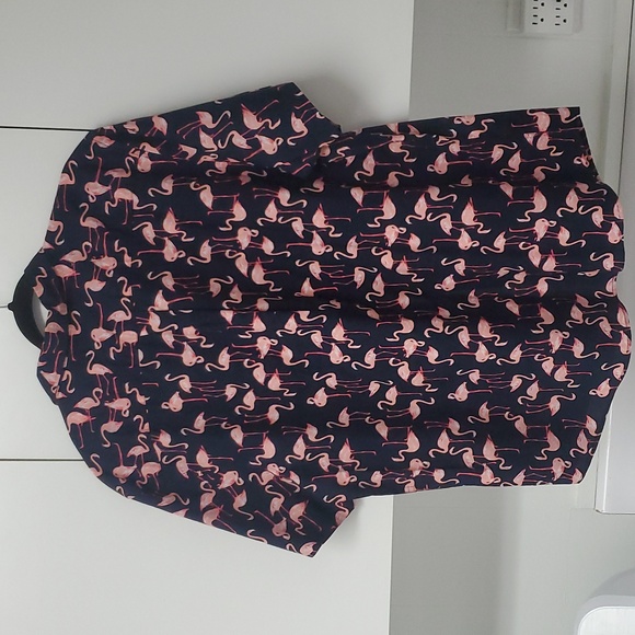 Old Navy Rare Flex XL Flamingo Button Down Shirt NWT Navy Pink - Picture 8 of 12
